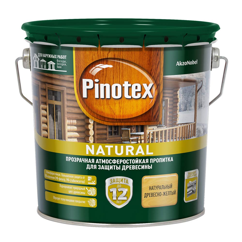 Антисептик для дерева Pinotex Natural древесно-желтый 2,7 л