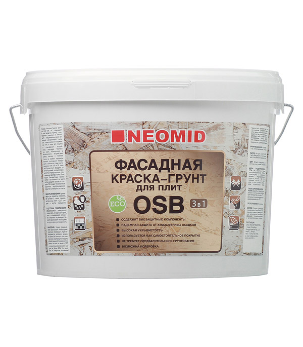 Краска водно-дисперсионная для плит OSB Neomid Фасадная 14 кг