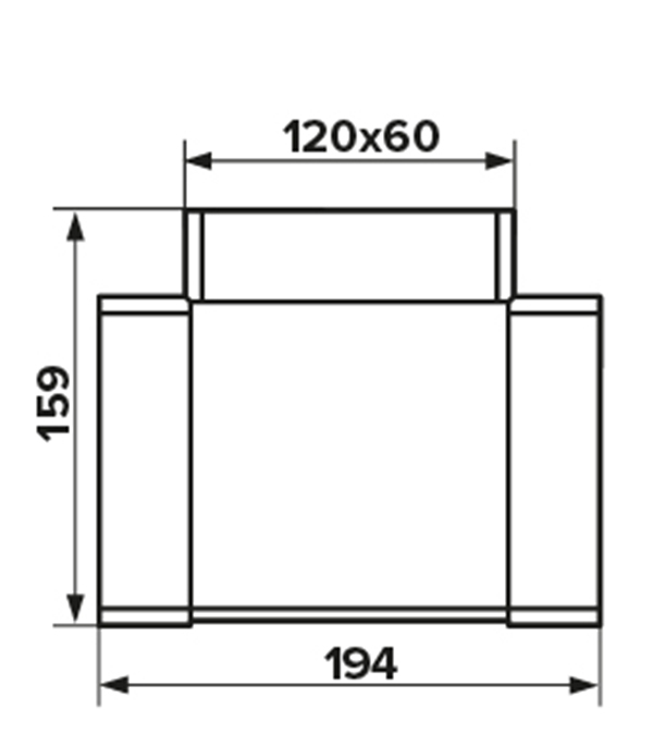 Тройник для плоских воздуховодов пластиковый 60х120 мм 90°