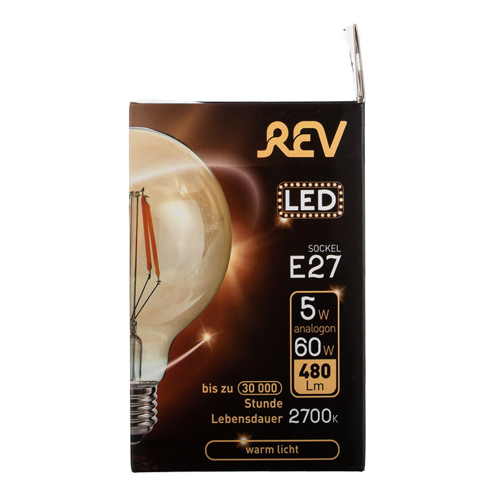 Лампа светодиодная REV VINTAGE 5 Вт Е27 филаментная шар G95 2700 К теплый свет 230 В