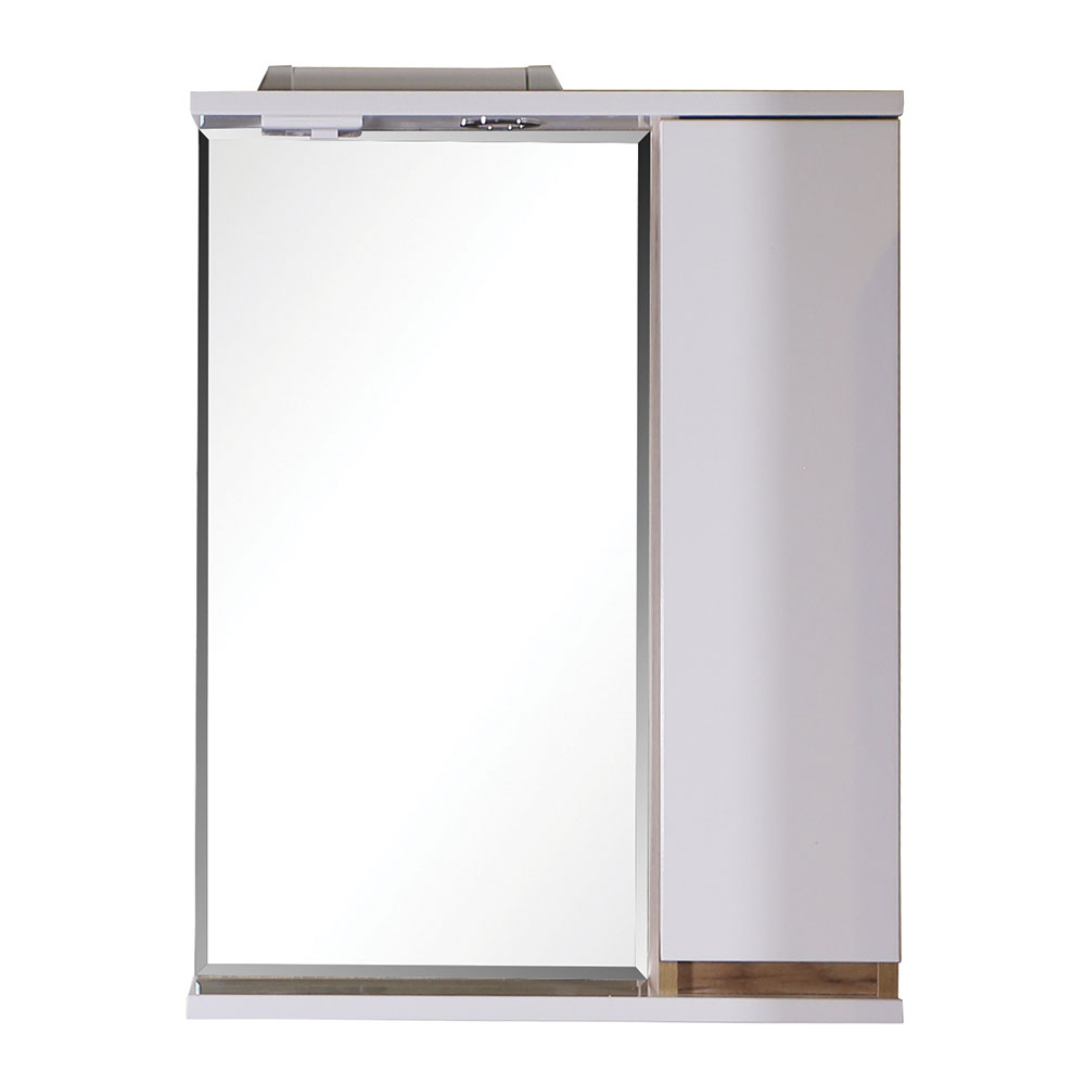 Зеркальный шкаф АСБ-Мебель Марко 600 мм с подсветкой белый/дуб золотой