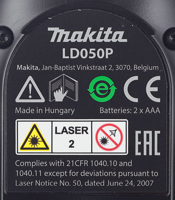 Дальномер лазерный Makita LD050P 50 м