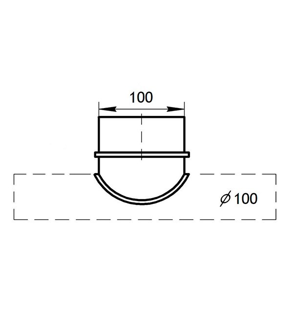 Врезка оцинкованная для круглых стальных воздуховодов d100х100 мм