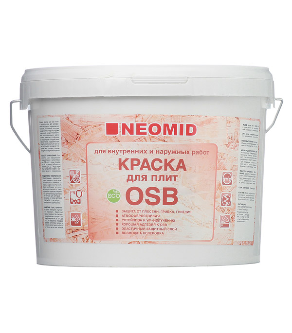 Краска водно-дисперсионная для плит OSB Neomid для внутренних и наружных работ 14 кг