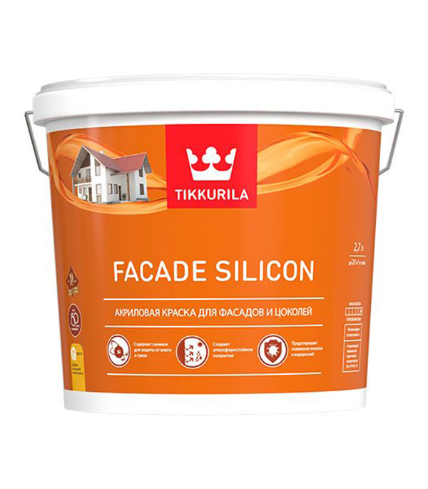 Краска водно-дисперсионная фасадная Tikkurila Facade Silicon основа С 2,7 л