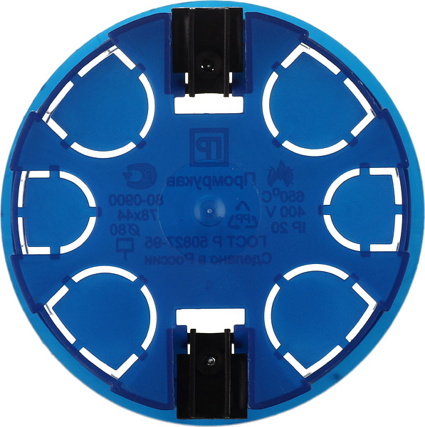Коробка распределительная Промрукав для гипсокартона круглая d76х43 мм 8 вводов синяя IP20 с крышкой безгалогенная
