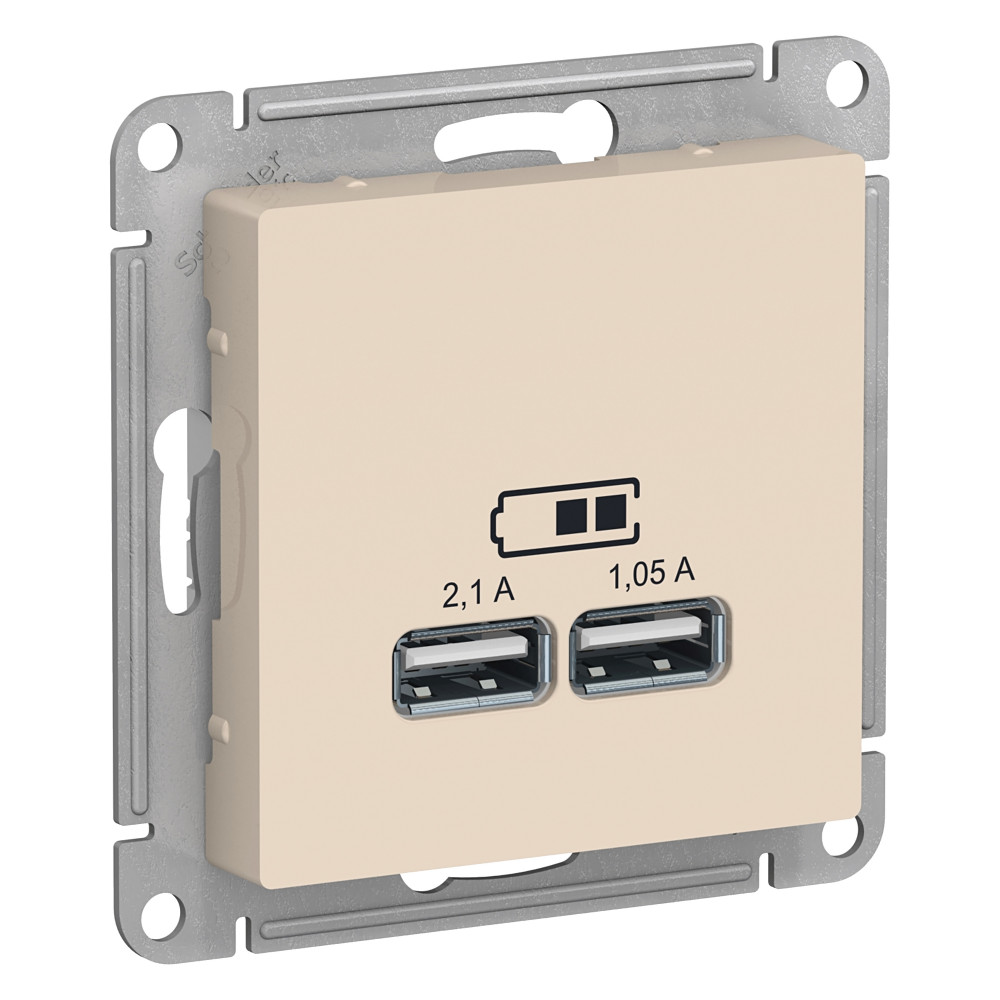 Розетка USB Schneider Electric Atlas Design ATN000233 скрытая установка бежевая